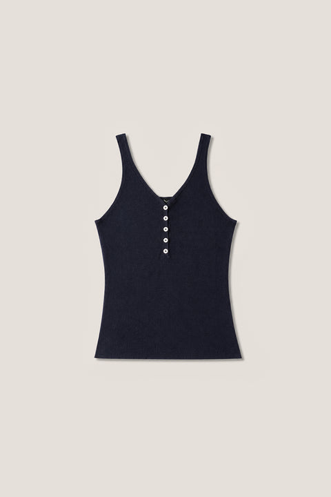 Buttoned Cotton-Silk Tank Top